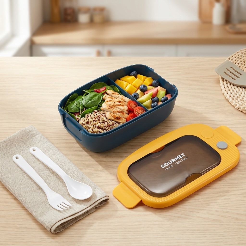 Meal Prep Kinder - Пластиковый ланч-бокс с 2 отделениями, пригодный