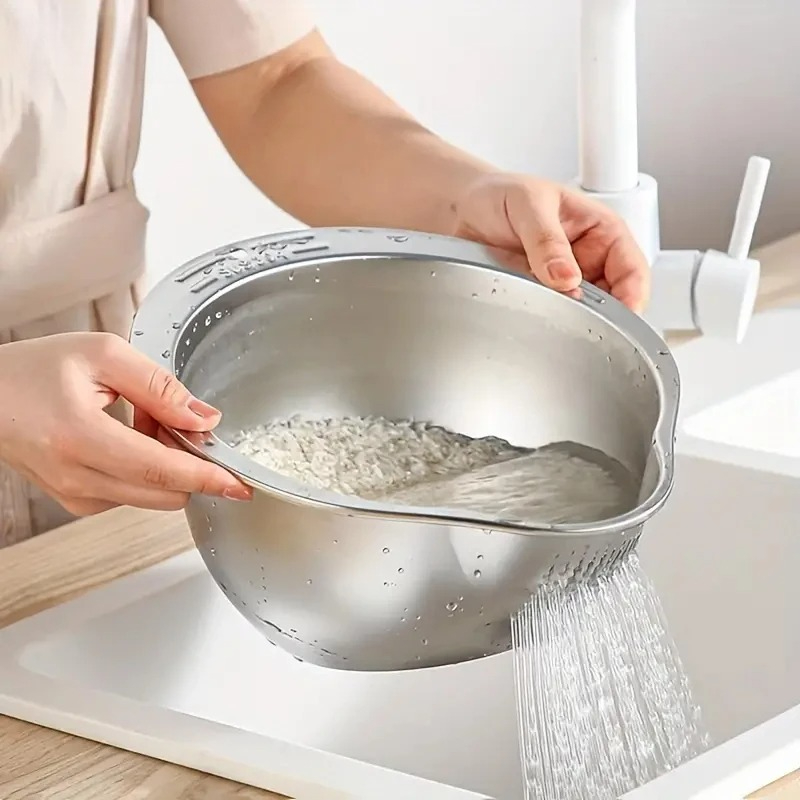 Meal Prep Rice - Миска-дуршлаг из нержавеющей стали для мытья